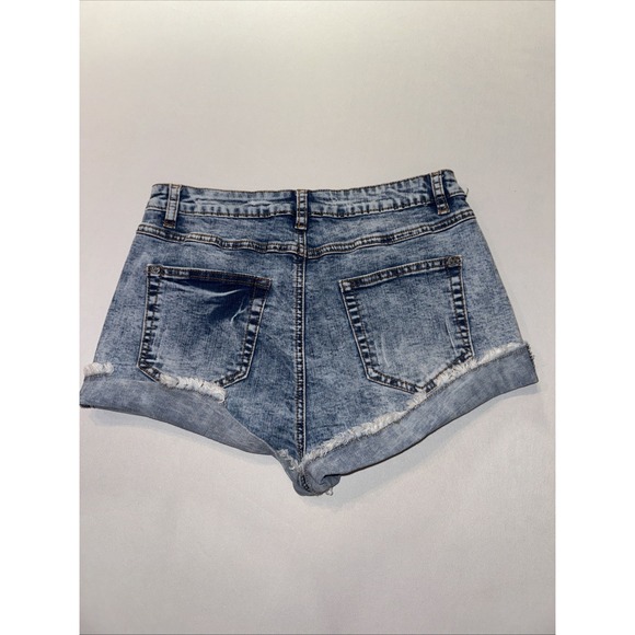 Pol Women's Denim Jean Shorts Size Medium Button Stretch Grunge Dukes Acid Wash - Picture 2 of 8